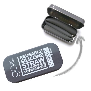 美國silikids gosili單支吸管隨行口袋組【珍奶款 竹炭灰】鉑金級矽膠吸管 珍珠奶茶 切口器加購優惠台灣總代理