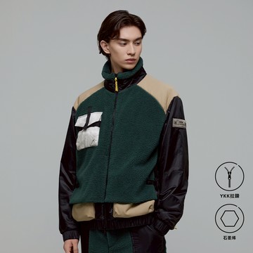 男女同款 FILMMAKER 夜拍系列 搖粒絨口袋機能夾克 - 卡其色