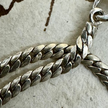 *51038-迷人純銀緊密扁平古巴編織項鍊