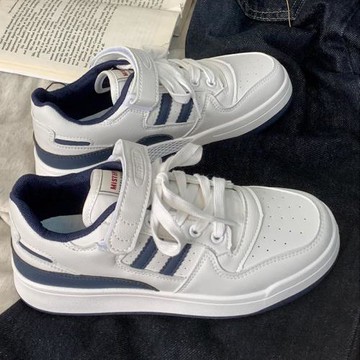 白藍魔術貼休閑板鞋女港味百搭內增高拼色女鞋2026春新款小白鞋女