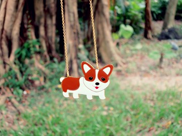 短腿柯基 手作長版項鍊