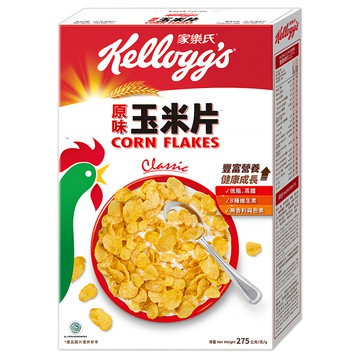 Kellogg's 家樂氏 CORN FLAKES 公雞牌 原味 低脂高纖 8種維生素 無香料及色素  275g  1盒
