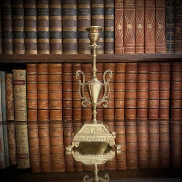 法國 19世紀黃銅獸足 單孔燭台