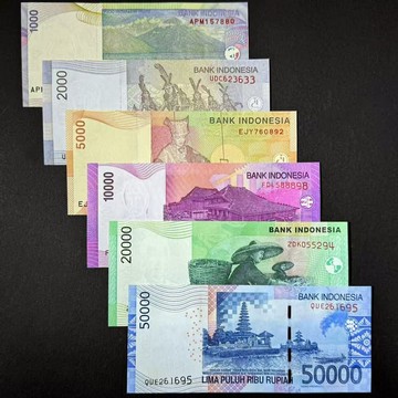快速出貨  千人收藏【滿300出貨】老版鈔 印度尼西亞6張/枚 小全套 00-16年 1千-5萬盾紙幣 全新UNC