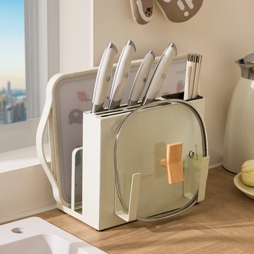 ⚡購滿99出貨⚡廚房刀架置物架放菜刀筷子砧板鍋蓋菜板檯面多功能刀具一體收納架 五金配件