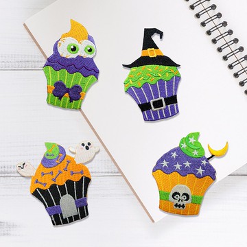 【萬聖節刺繡布貼】萬聖杯子蛋糕 (二款)