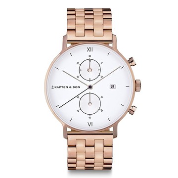 Kapten & Son CHRONO計時系列鋼帶手錶(玫瑰金)