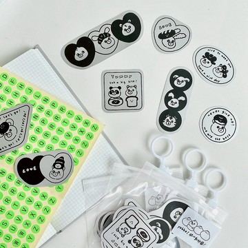 開心動物園-相親相愛銀色貼紙包/手帳貼紙