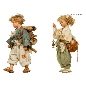 【2 月新款】08-116-0042 人物貼紙 傳統日式工作服復古風