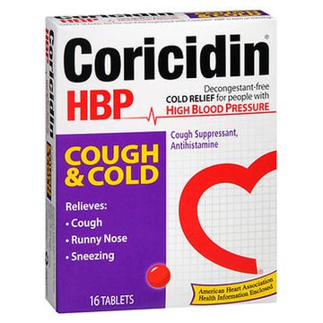 Coricidin HBP Cough & Cold Tablets 16 Tabs by Coricidin Hbp