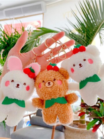 Teddy Bear Fur Keychain [Brown]