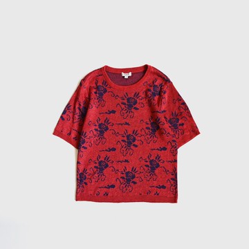 【蛋植物古著】盛暑天空針織短袖古著上衣