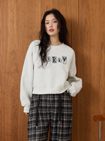 休閒幾何字母圓領上衣