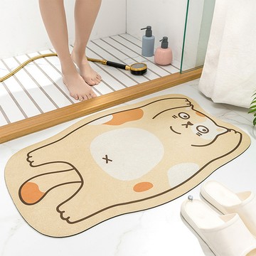 Osun 浴室廁所防滑速乾軟墊吸水地墊 CE474  80 x 50cm  向右盯貓