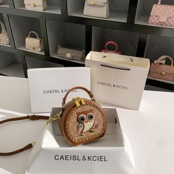 CAEISL&KCIEL女包小眾復古小圓包女2025新款高級感通勤手提斜挎包