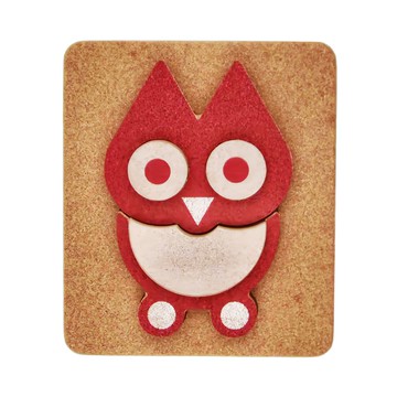 elou 軟木塞教學玩具 18個月以上適用  貓頭鷹 咖啡色 + 紅色  1盒