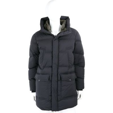 Woolrich 衍縫撞色內裡黑色連帽長版羽絨大衣 外套 (男款)