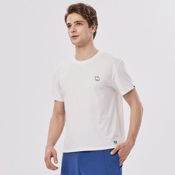 moz瑞典 駝鹿 舒適 冰河棉 100%純棉 涼感 彈力T恤 -百搭白 (亞洲版)男款