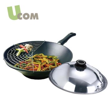 【瑞康屋UCOM】丹麥黑魔法不沾鍋 炒鍋單柄36cm
