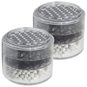 神膚奇肌 濾淨省水器濾心 2入 PC耐衝擊塑料/負離子球/能量球/活性碳/亞硫酸鈣球 尺寸3.5x4公分  1組  不適用