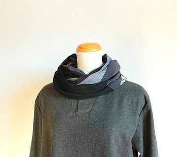 黑/灰/條紋/棉/亞麻/寬版/圍脖