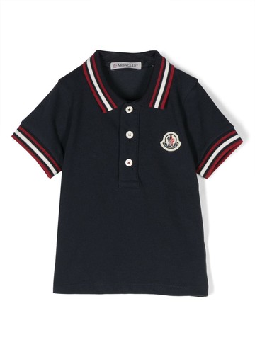 Moncler Enfant - logo-patch polo shirt - kids - Cotton/Spandex/Elastane - 18-24 - Blue