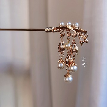 念念桃花四時好鈴蘭簪子珍珠流蘇發簪步搖古風漢服發飾合金頭飾女