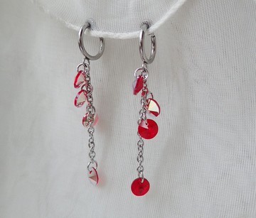 圓點點, 施華洛世奇元素 & 不鏽鋼 耳夾 耳環 (一對)