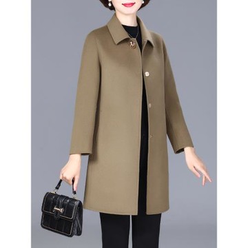 (免運)氣質雙面呢羊毛大衣中老年女裝2025秋冬新款時尚洋氣媽媽毛呢外套