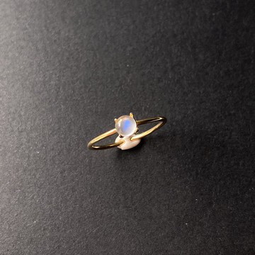 18kgp+SV925 高等級 坦桑尼亞藍月光石 迷你寶石戒 / 六月誕生石