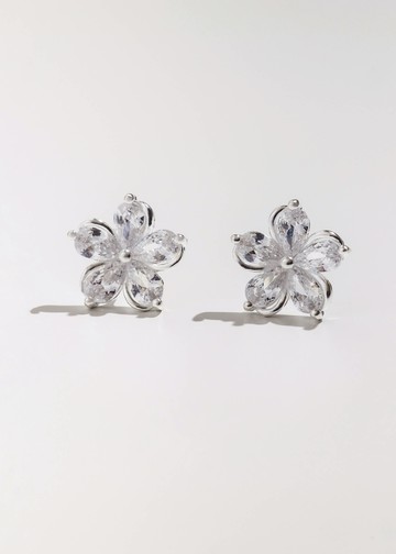 微鑲鋯石花瓣・純銀耳環