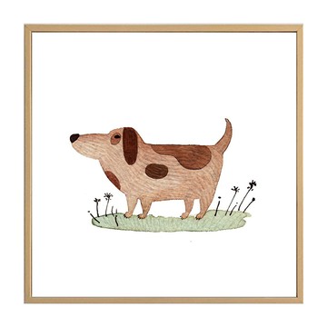 可愛的狗勾 掛畫  40 x 40cm  木框
