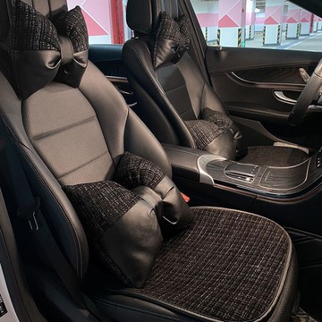 台灣出貨汽車頭枕護頸椎枕頭簡約小香風蝴蝶結車用靠枕腰靠一對四季通用女