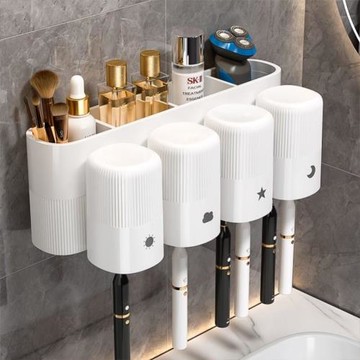 日本精選品質牙杯牙刷架子置物架免打孔衛生間漱口杯壁掛式掛架