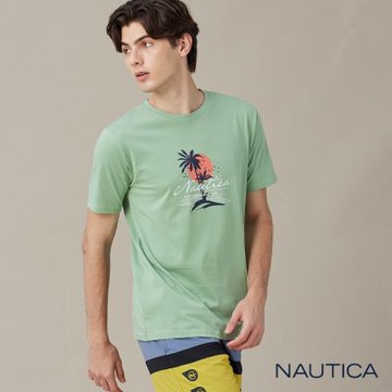 Nautica 男裝 海島圖騰短袖T恤-綠色