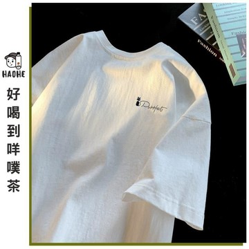 純棉復古短袖上衣男 復古卡通短袖 美式文字印花 加大碼寬鬆版 大學生潮流穿搭 男友感穿搭 寬版T恤 潮牌T恤 夏季穿搭