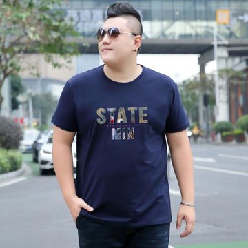 加肥加大碼男短袖t恤 寬松圓領彈力純棉半截袖薄款潮流胖子體恤衫