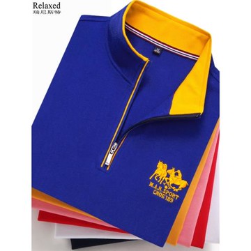 立領拉鏈長袖t恤男裝品牌半高領衛衣高檔POLO衫T打底上衣體恤秋冬