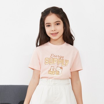 GIORDANO  童裝短袖上衣 可愛貓咪印花 - 41 熱帶桃粉紅