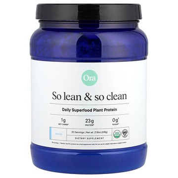 Ora, So Lean & So Clean，有機和植物基超級食品蛋白，香草味，21.2 盎司（600 克）