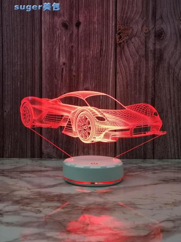 夜燈跑車七彩小夜燈臥室床頭燈電腦桌面裝飾臺燈酒吧電競房KTV氛圍燈 雙11全館免運