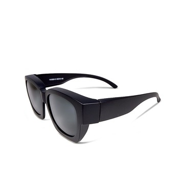 晨光淺焙│經典霧黑全罩式偏光墨鏡│外掛UV400太陽眼鏡│套鏡