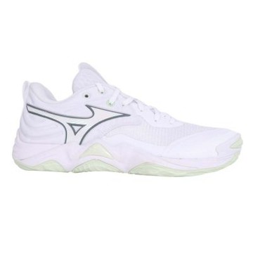 MIZUNO WAVE MOMENTUM ELITE 女排球鞋-運動 美津濃 V1GC251285 白灰淺綠
