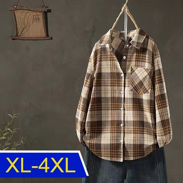 [韓國K.W.]格紋年度優雅品味襯衫上衣外套(防曬/長袖襯衫/長袖上衣/薄外套)