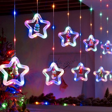 LED星星彩色冰條燈 聖誕星星造型燈 附遙控  3 x 0.6m  彩色光  1組