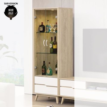 【顛覆設計】斯特肯原橡雙色2尺展示櫃