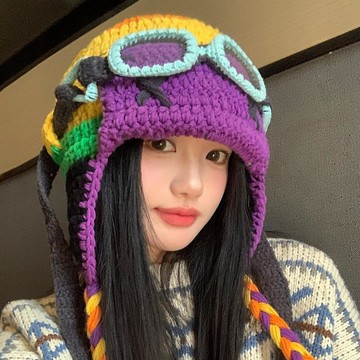 【熱銷】毛線帽 女生針織帽 秋冬保暖帽 飛行帽 包頭帽 可愛帽子 搞怪帽 韓版帽 休閒帽 防寒帽 女士帽針織帽