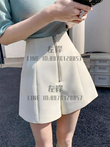 黑色大碼高腰西裝短褲女春秋韓版寬鬆外穿設計感小眾拉鏈休閒褲夏【雲木雜貨】