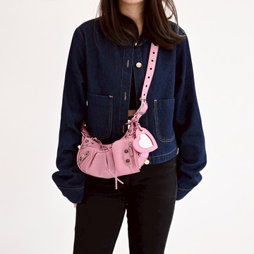 BALENCIAGA 巴黎世家 671309 Le Cagole XS 細閃塗層肩斜背包.粉