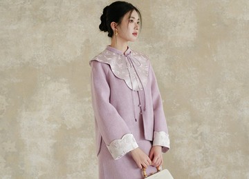 新中式復古中國風 羊毛雙面 可脫卸云肩 上衣/半裙